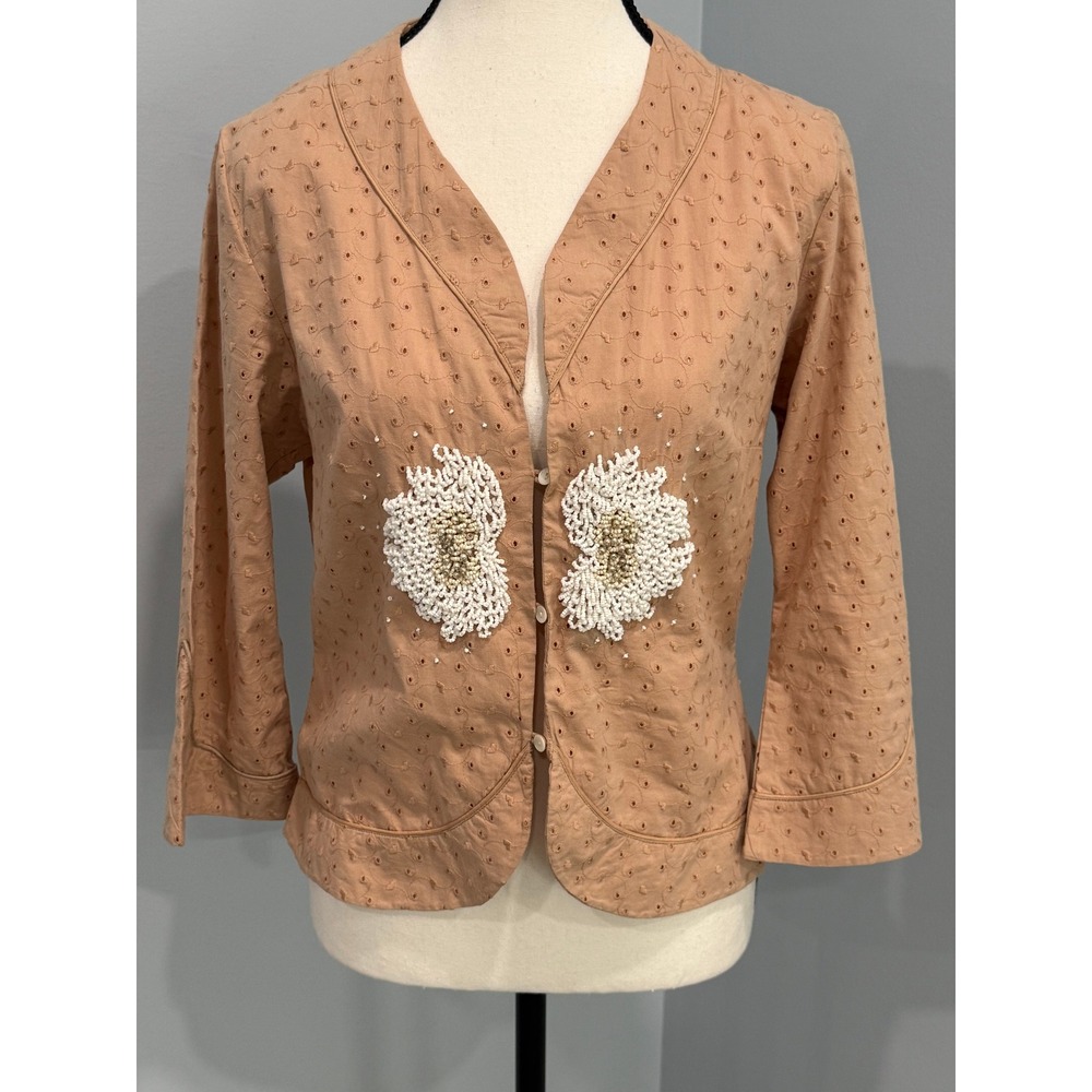 Vintage Day Birger et Mikkelsen Size 38 Eyelet Embroidered 3D Beaded Jacket